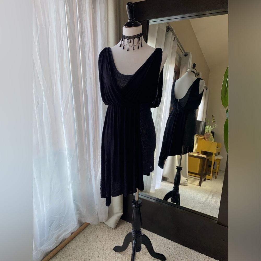 ๐โจ Dazzle in Black & Blue! FREE PEOPLE Asymmetrical Dress โจ๐ - Picture 3 of 8